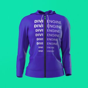 Purple Divi Engine Text Zipper Hoodie